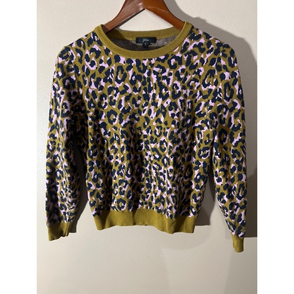 J. Crew Leopard Print Sweater - Green and Purple - Picture 1 of 3